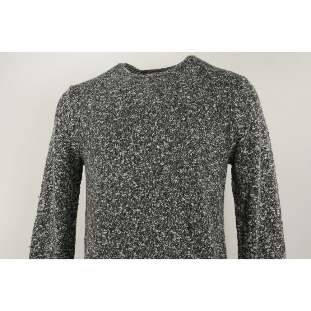 Calibrate Men's Large Gray White Wool Cotton Knit Melange‎ Slub Crewneck Sweater